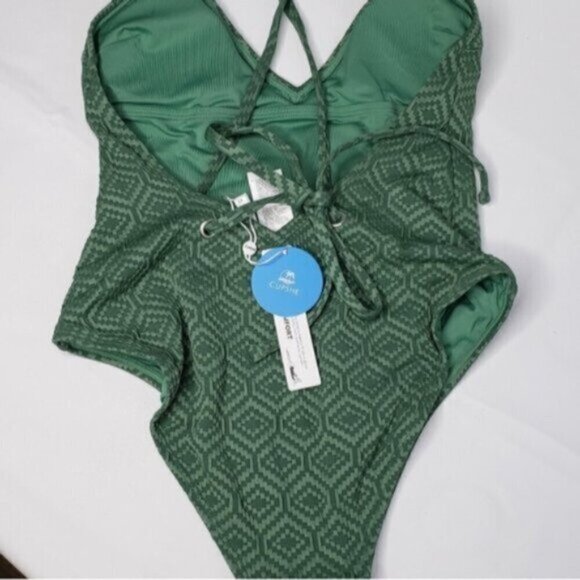 New Cupshe One Piece Monokini Swimsuit Green Women's Size XS - Picture 6 of 12